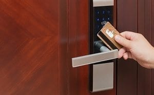 electronic door lock opening by security card